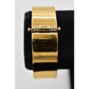 Diane Von Furstenberg Vintage Bangle Bracelet Chunky Gold Tone DVF Signed Bin5